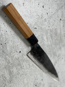 Japanese Deba Knife 15cm Carbon Steel American Cherry Black Octagon Handle Made In Japan 🇯🇵 1549