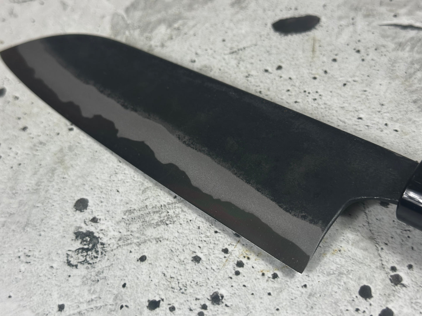 Kyohei Shindo Warikomi Blue #2 Kurouchi 165mm Santoku with Keyaki Wa Handle and Plastic Ferrule - Made in Japan 🇯🇵