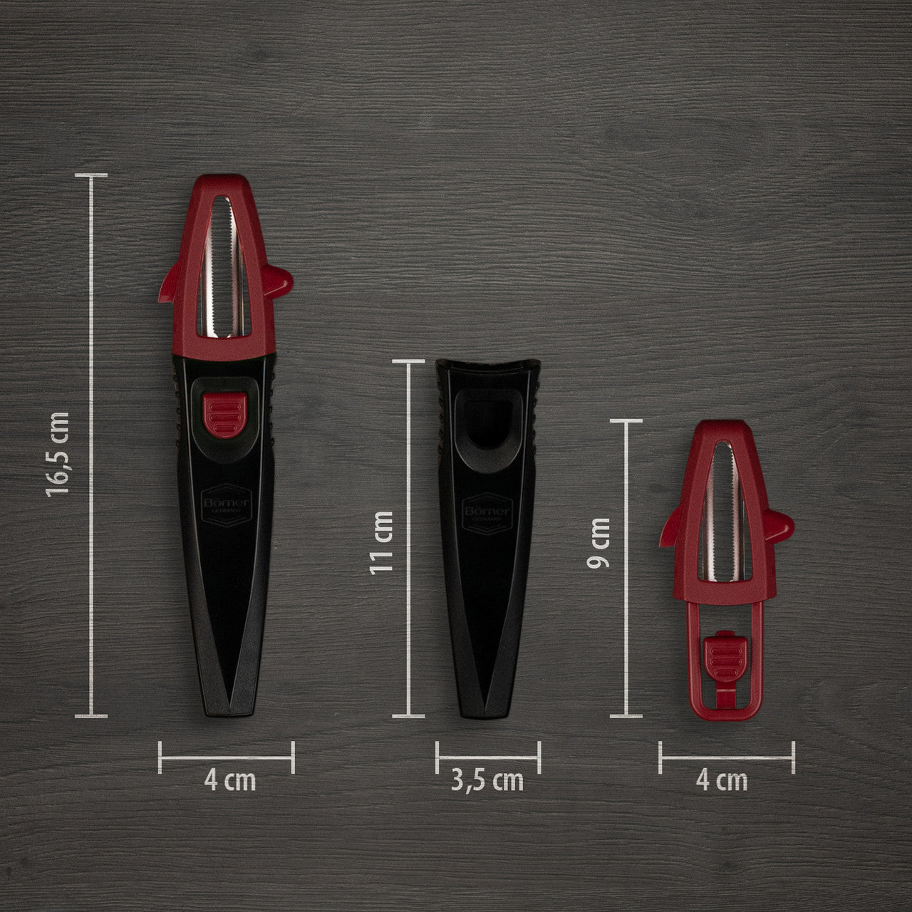 BÖRNER GERMANY Multi Peeler 3 Piece Set Red