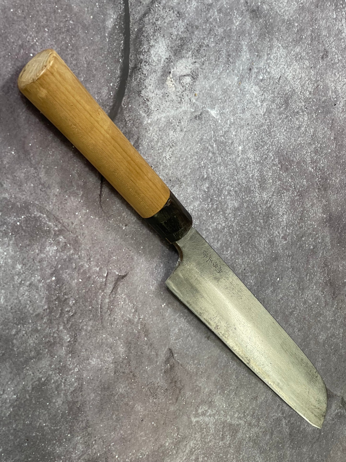 Vintage Santoku  Knife 220mm Carbon Steel Blade Made Japan  1677