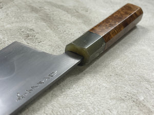 Keskin Migaki Kiritsuke 230mm Amboyna Burl & Blonde Buffalo Horn with sheath