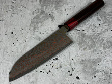 Load image into Gallery viewer, Takeshi Saji VG10-W Nashiji Rainbow Damascus Santoku 165mm