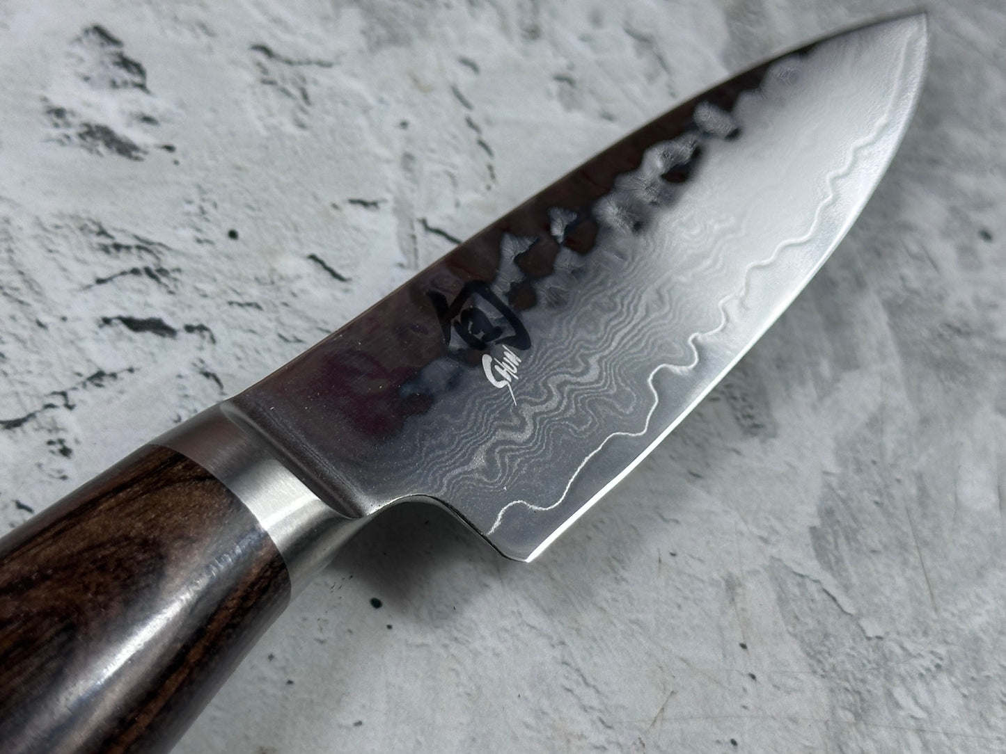 Pre-Owned Shun Premier Paring Knife 100mm Damascus Steel PakkaWood Handle 2175