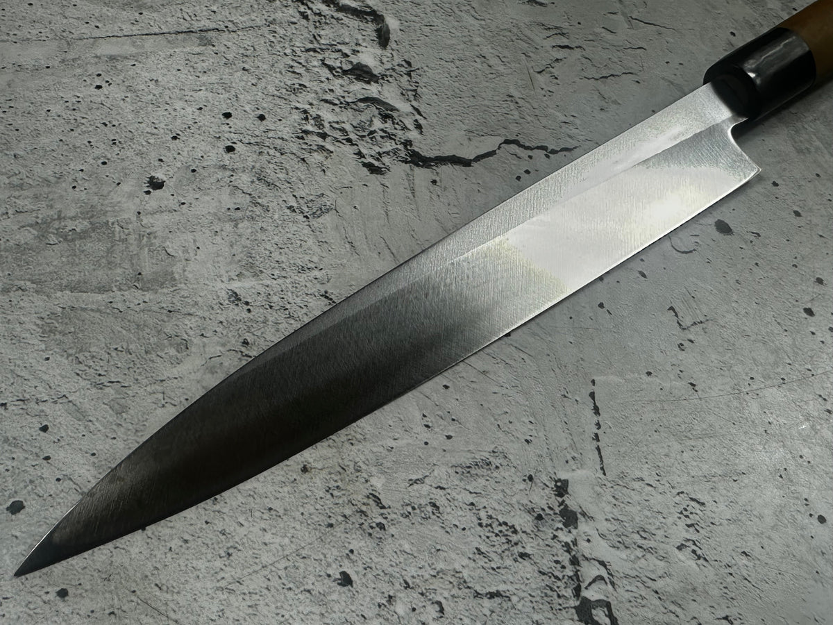 Vintage Kumpei Yanagiba Knife 210mm Carbon Steel Wood Handle Buffalo Horn 2228