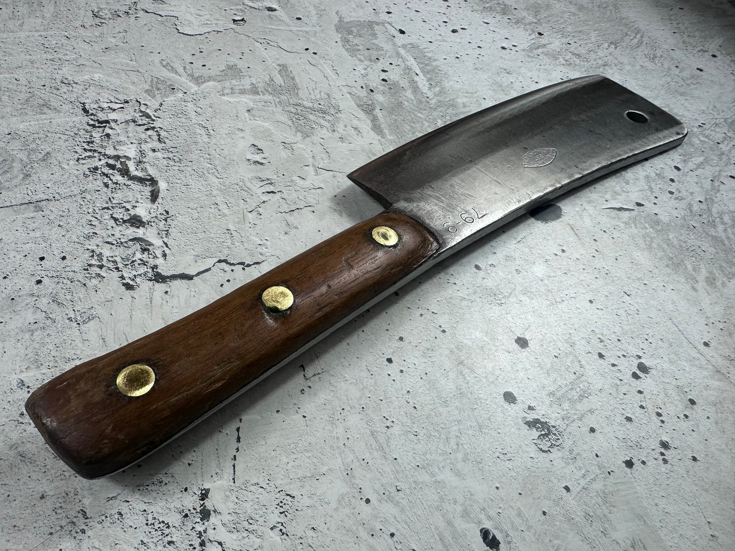 Vintage L. & I. J. White Butcher Cleaver Knife 205mm Carbon Steel Made in USA 2104