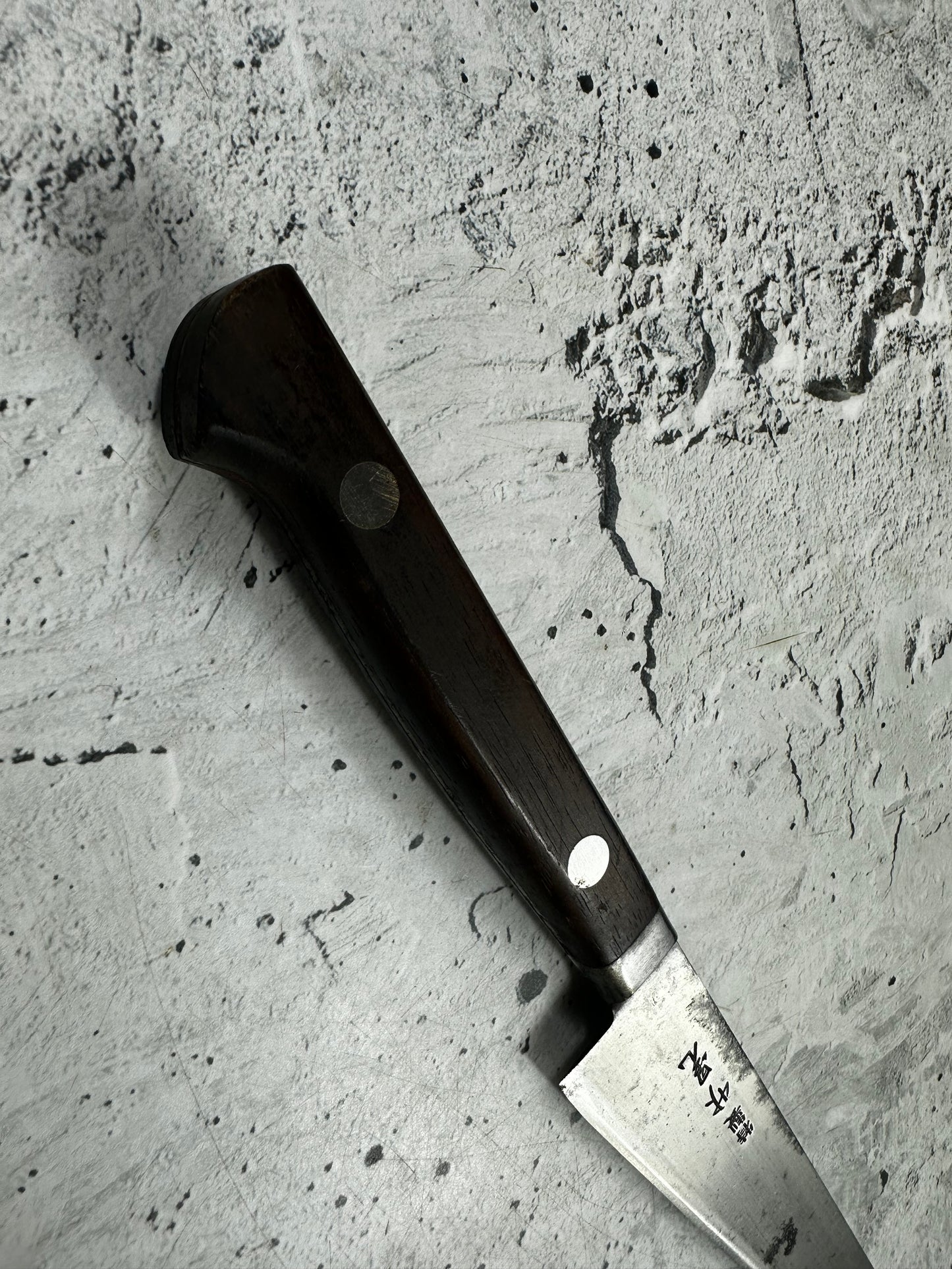 Vintage Masaaki Masateru Petty Knife 150mm Carbon Steel Western Wood Handle 2251