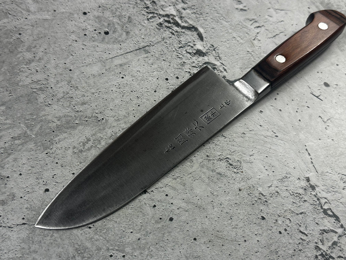 Vintage Seki Magoroku Santoku Knife 200mm Carbon Steel Wood Handle 2277