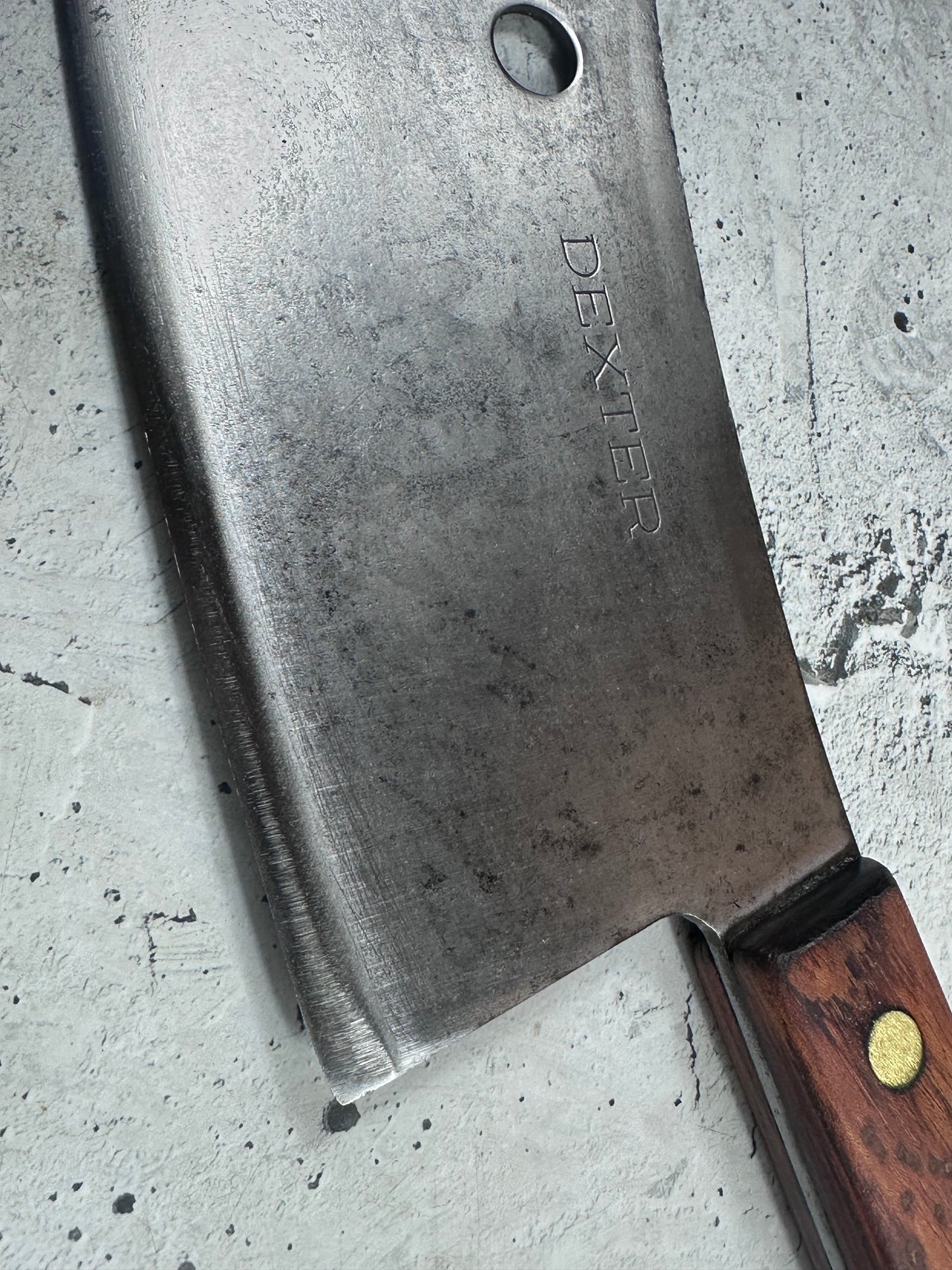 Vintage Dexter Butcher Cleaver Knife 180mm High Carbon Steel Made in USA 2105