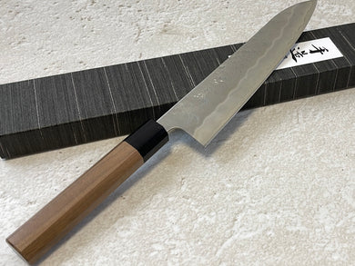 Yoshimune Gyuto 210 mm (8.3 in) Ginsan (Silver #3) Nashiji finish Double-Bevel Walnut Octagonal Handle