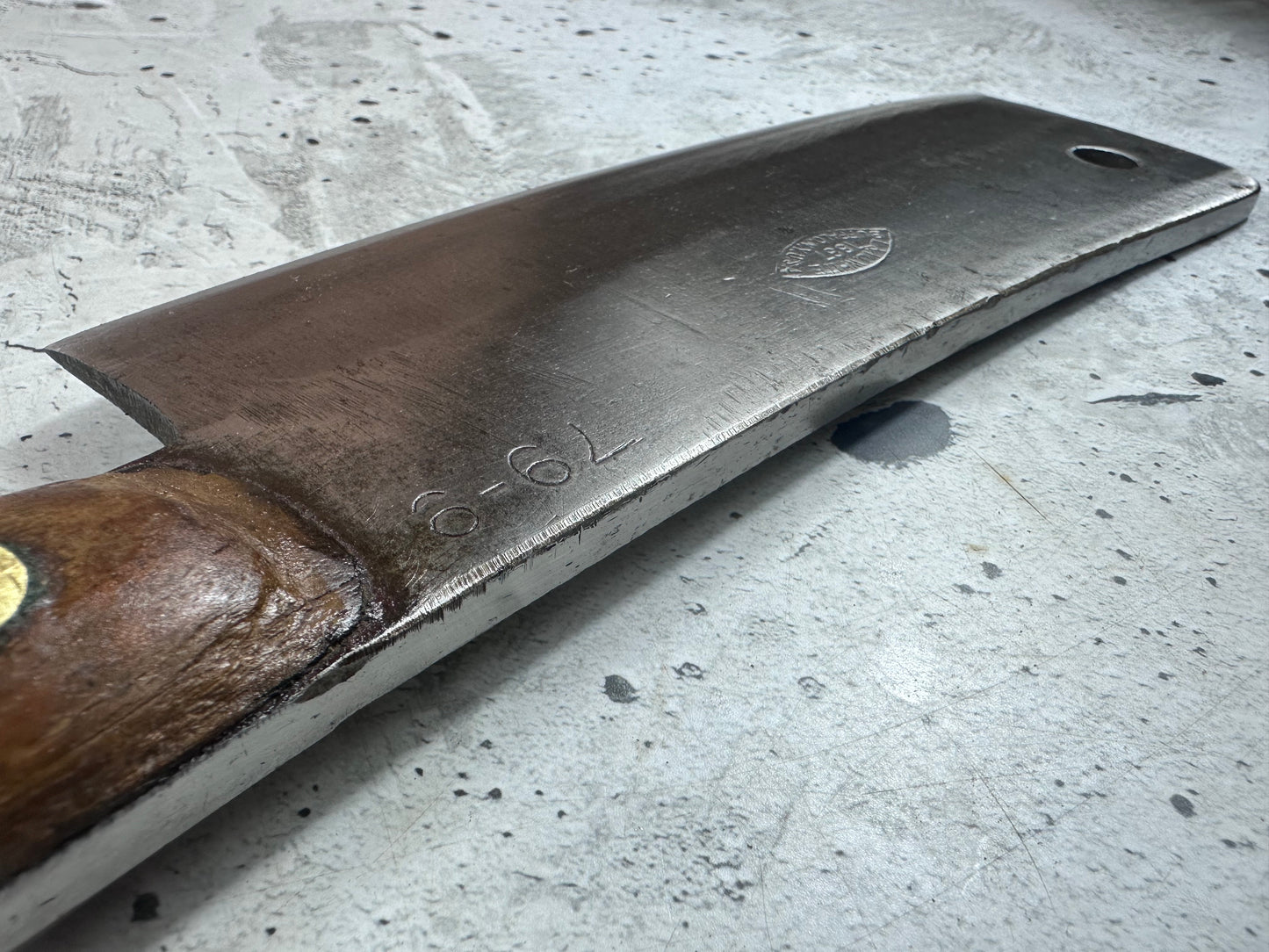 Vintage L. & I. J. White Butcher Cleaver Knife 205mm Carbon Steel Made in USA 2104