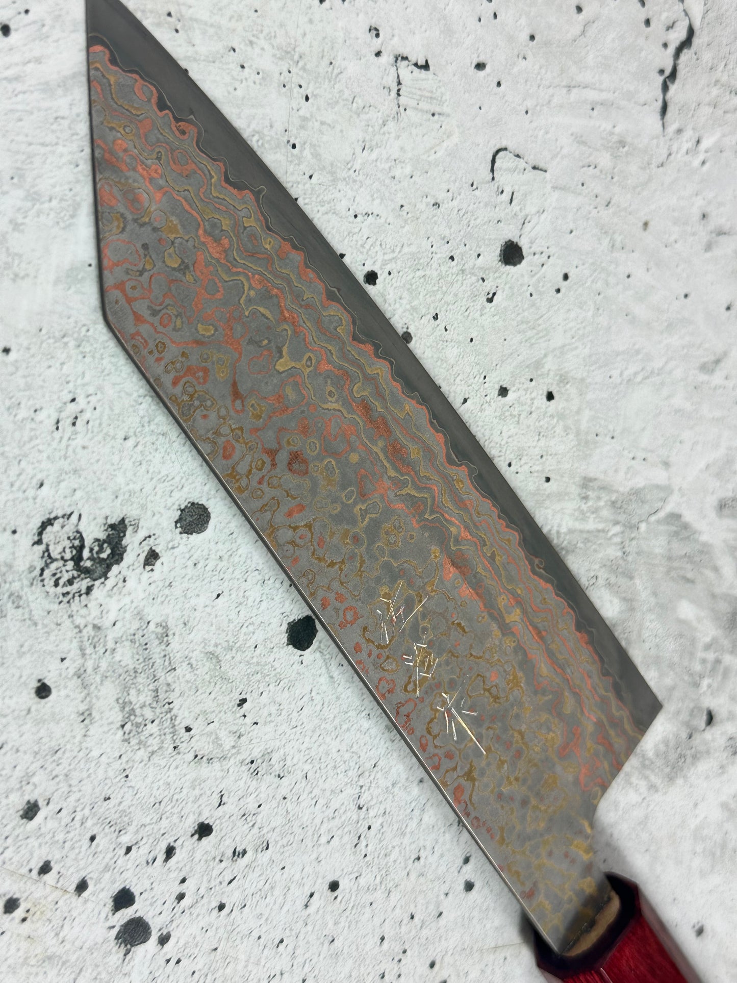 Takeshi Saji VG10-W Nashiji Rainbow Damascus Bunka 165mm