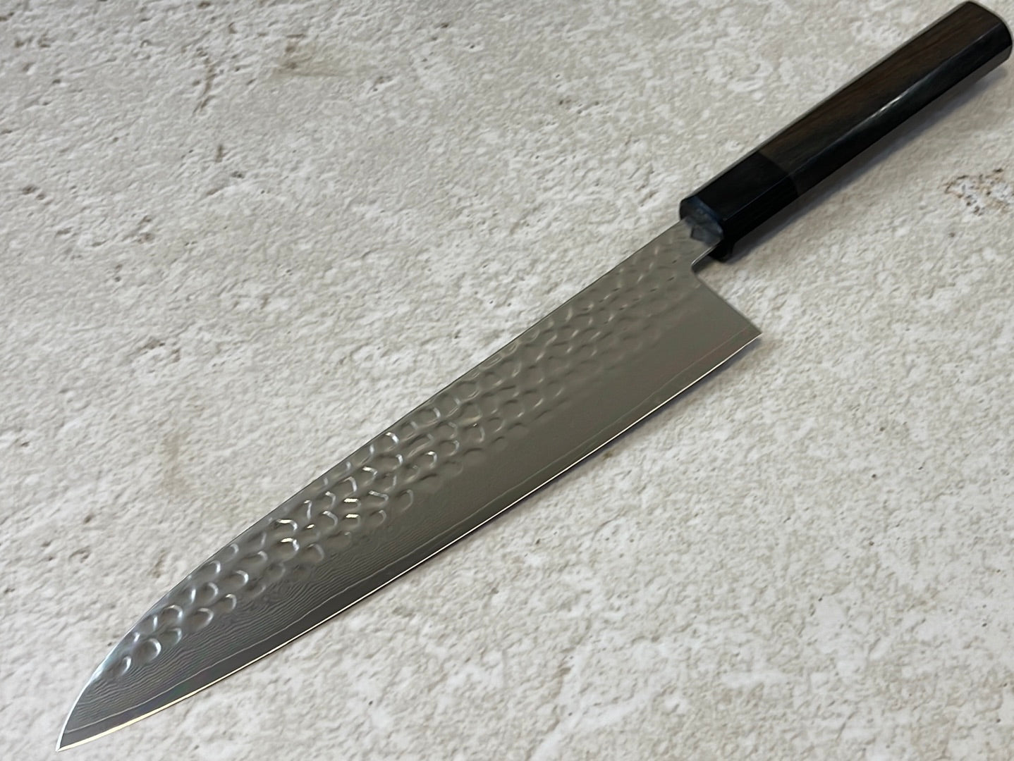 Yoshimune Gyuto 210mm VG10 Damascus Steel Double-Bevel Rose Wood Octagonal Handle