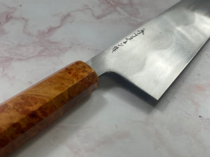 Keskin Honyaki Gyuto 240mm , Full Amboyna Burl with Amboyna Saya