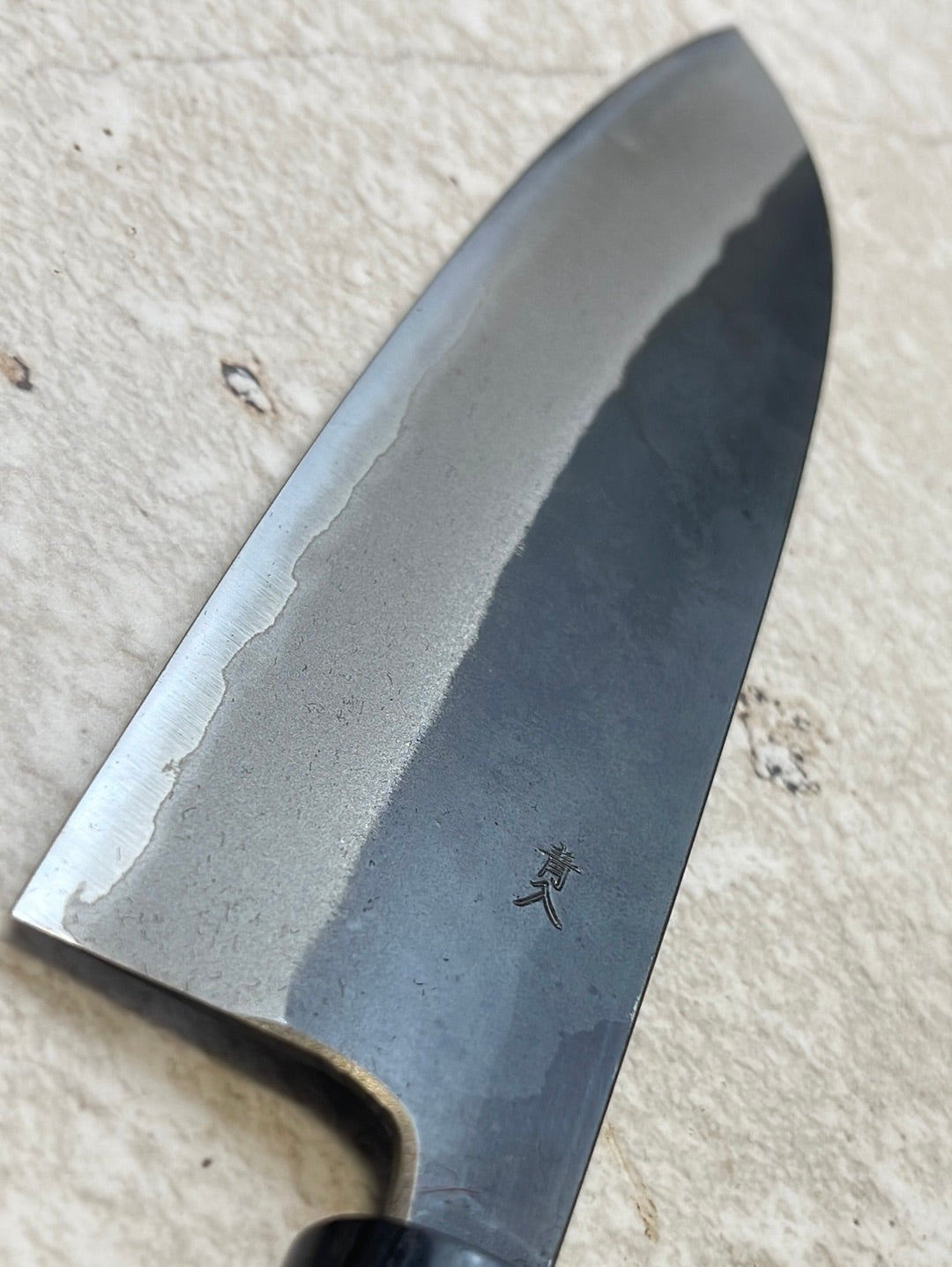 Muneishi Aogami SS Clad Santoku 180 mm  Kurochi Finish Made in Japan
