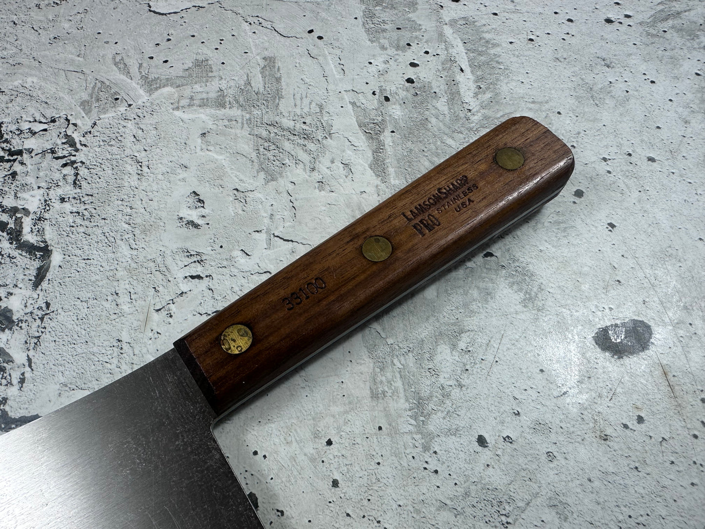 Vintage LamsonSharp Pro Butcher Cleaver Knife 180mm High Carbon Steel Made in USA 2118