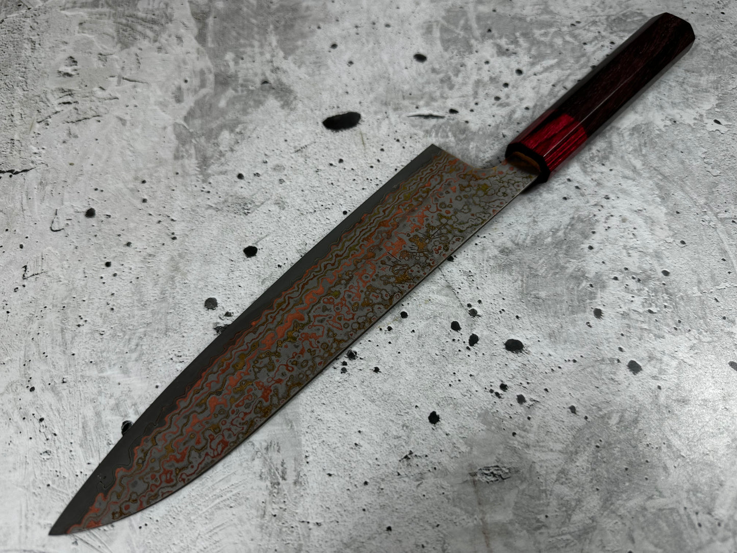 Takeshi Saji VG10-W Nashiji Rainbow Damascus Gyuto 210mm