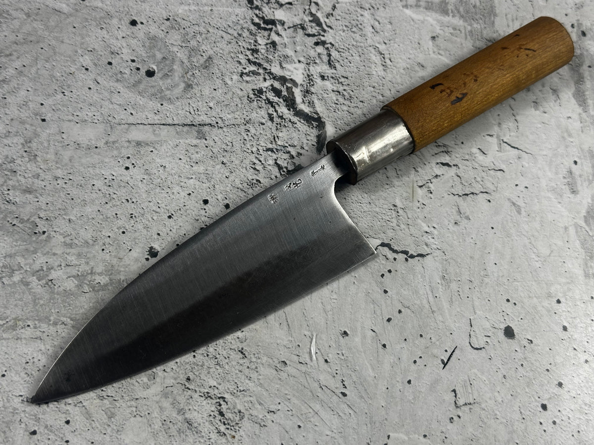Vintage Sakai Shigemitsu Deba Knife 140mm Carbon Steel Magnolia Wood Handle  2260