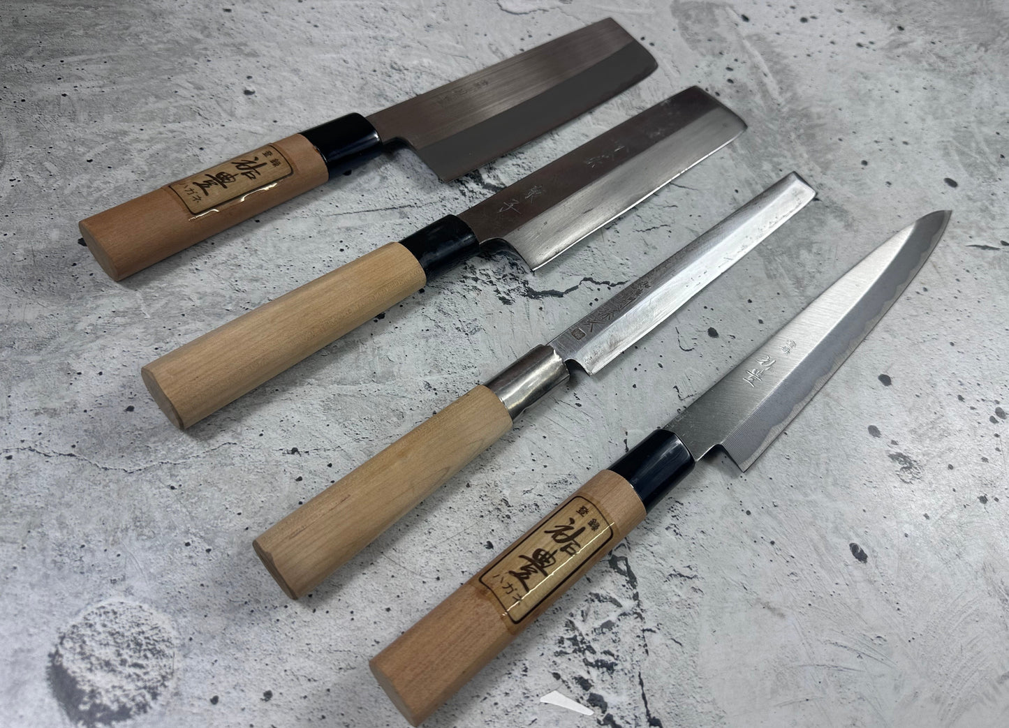 Vintage Japanese Knife Set 4x Carbon Steel Japan 2011