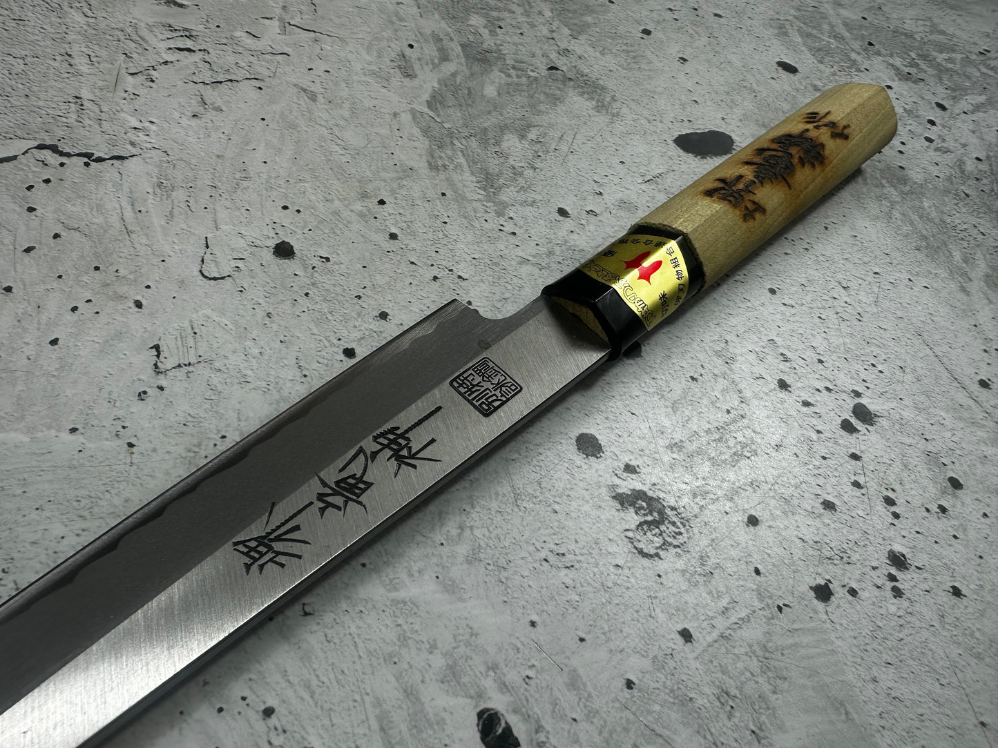 Vintage Sakai Ryujin Knife Set Carbon Steel Wood Handle Buffalo Horn 2231