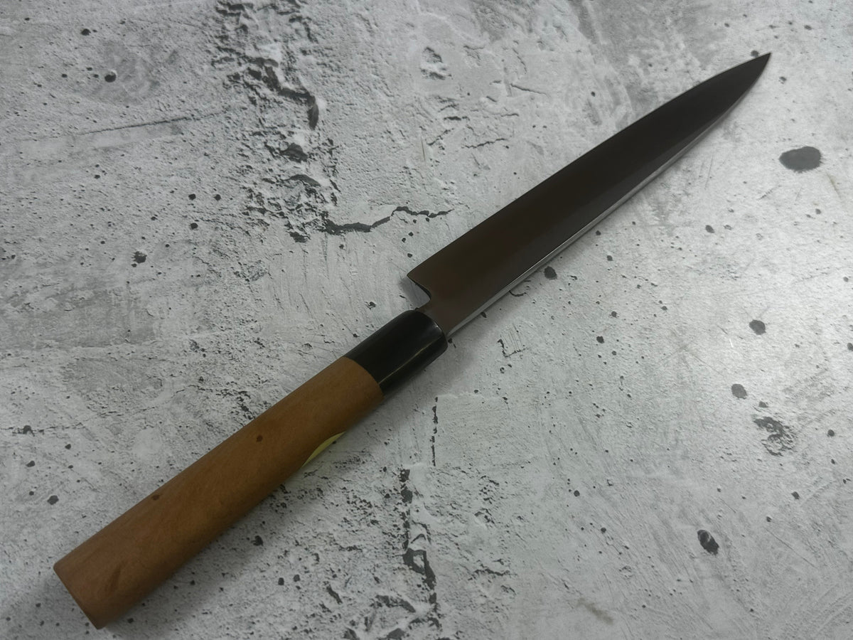 Vintage Kumpei Yanagiba Knife 210mm Carbon Steel Wood Handle Buffalo Horn 2228
