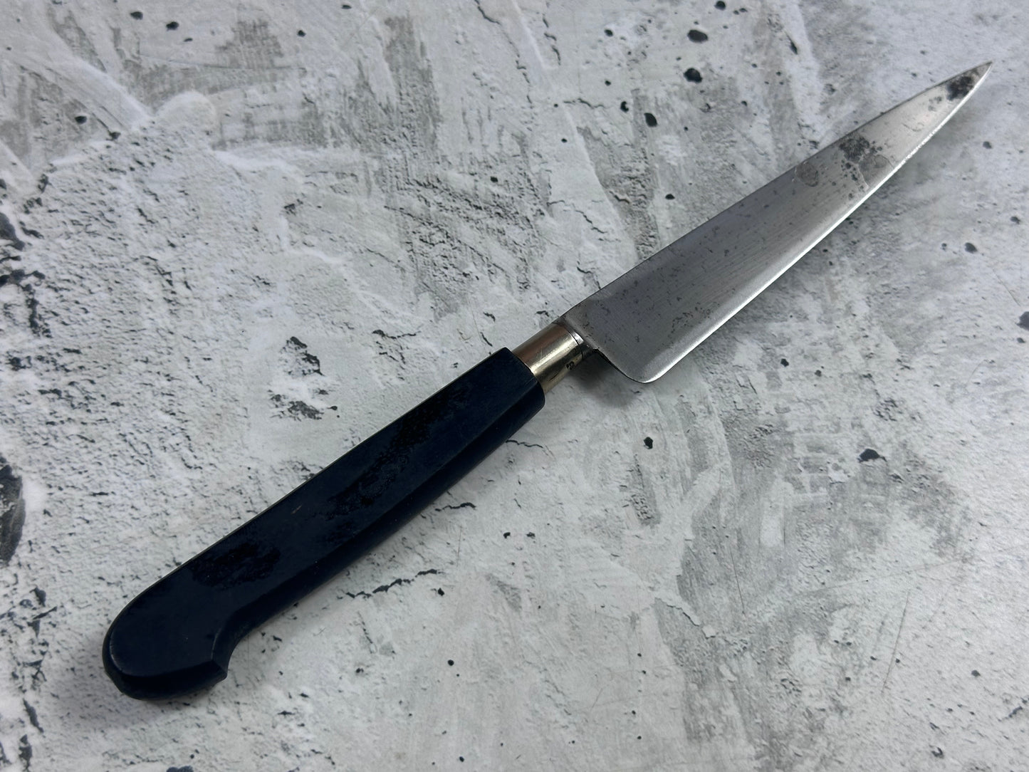 Vintage French Nogent Style Paring Knife 110mm Inox Steel POM Handle 2195