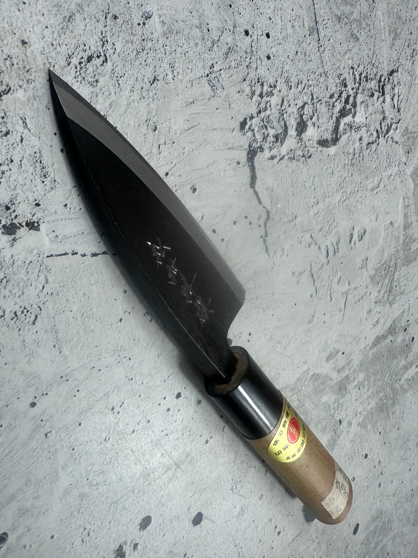 Vintage Matsumura Kurouchi Deba Knife 110mm Carbon Steel Wood Handle 2232