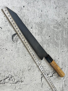 Used Damascus SanMai Sujihiki Knife 240mm Kurouchi Etched, Vietnamese Ebony & Lagerstroemia Wood Handle