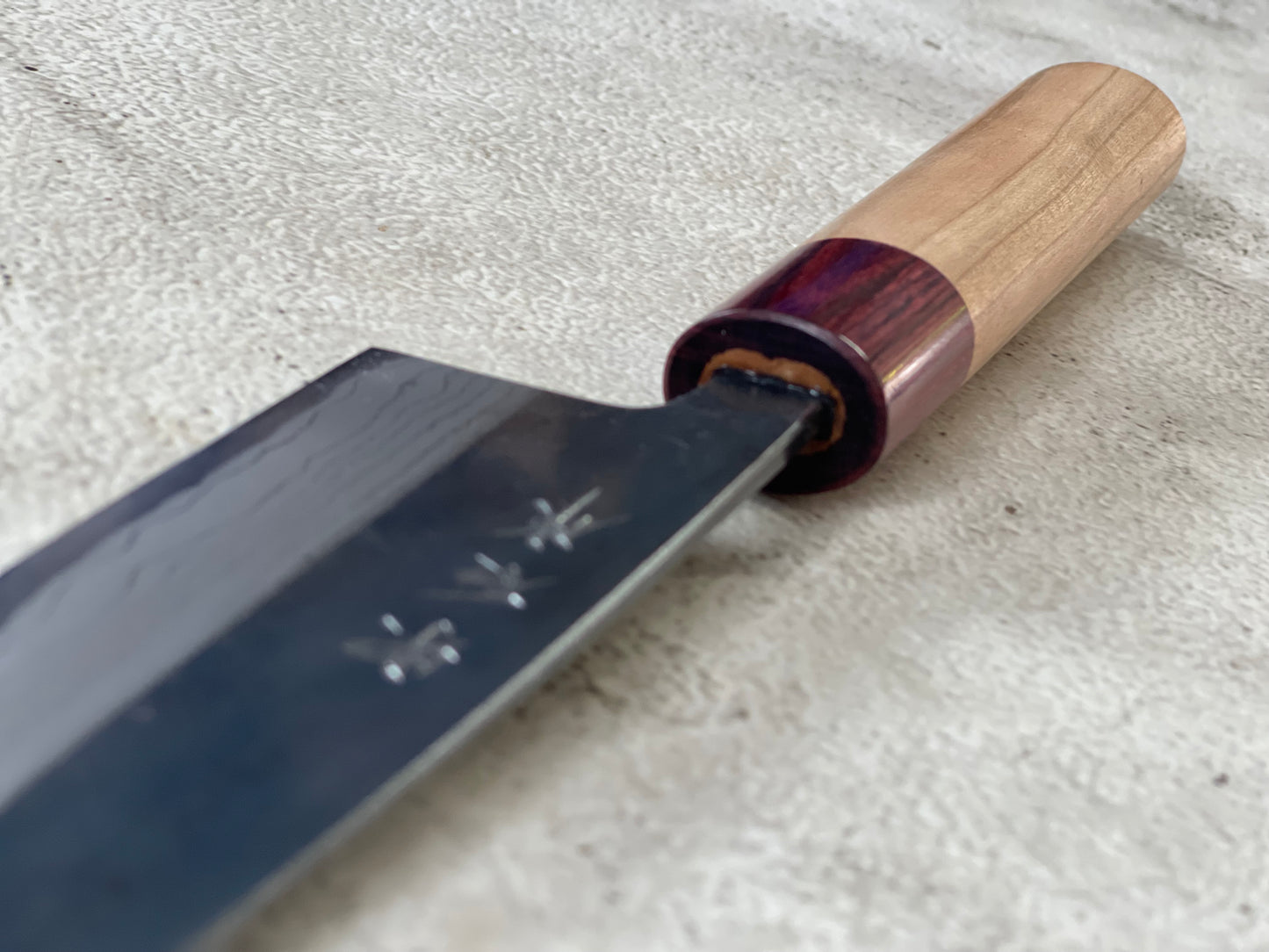 Muneishi Aogami Damascus Santoku 180 mm  Kurochi Finish Made in Japan 🇯🇵