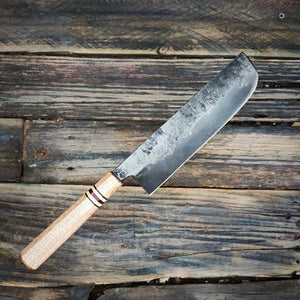 HG Blade Nakiri Knife 180mm Kurouchi Finish 1084 High Carbon Steel