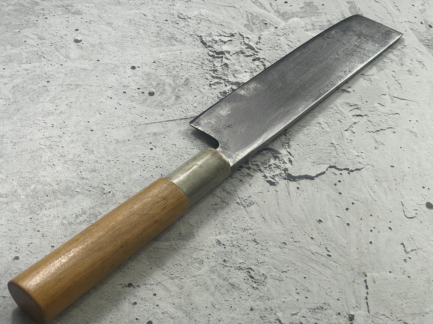 Vintage Japanese Nakiri Knife 170mm Carbon Steel Made in Japan 🇯🇵 1763
