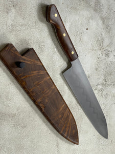 Kanefusa Full Tang Gyuto 230mm Teakwood Burl Set Brass Pins & Sheath