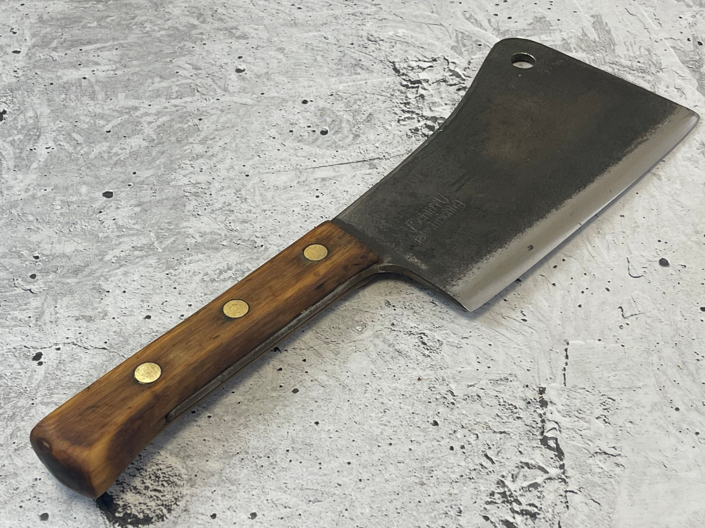 Vintage F. Dick Butcher Cleaver Knife 180mm Carbon Steel Blade Made in Germany 1529