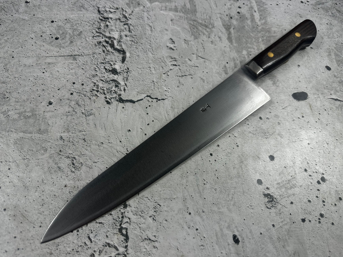 Vintage Touroku Minamoto Sukehisa Gyuto 240mm Carbon Steel Timber Handle 2269
