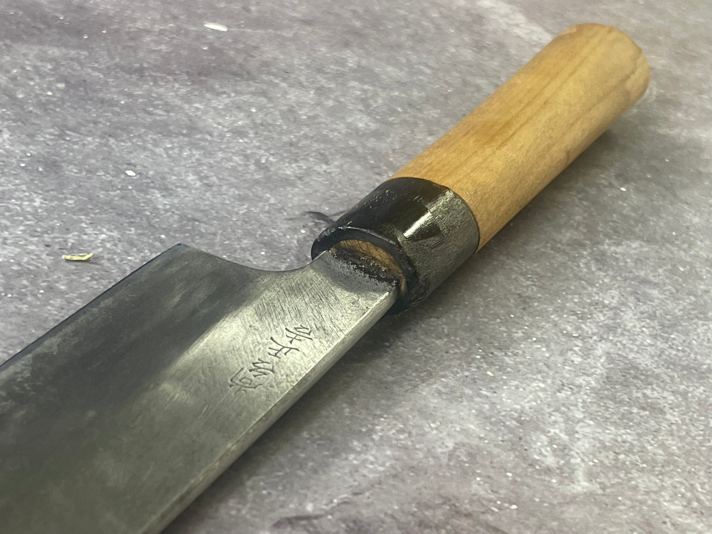 Vintage Santoku  Knife 220mm Carbon Steel Blade Made Japan  1677
