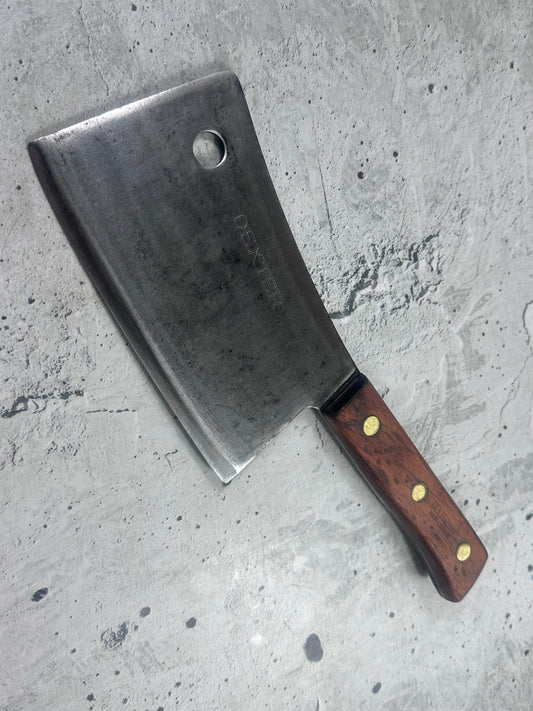 Vintage Dexter Butcher Cleaver Knife 180mm High Carbon Steel Made in USA 2105