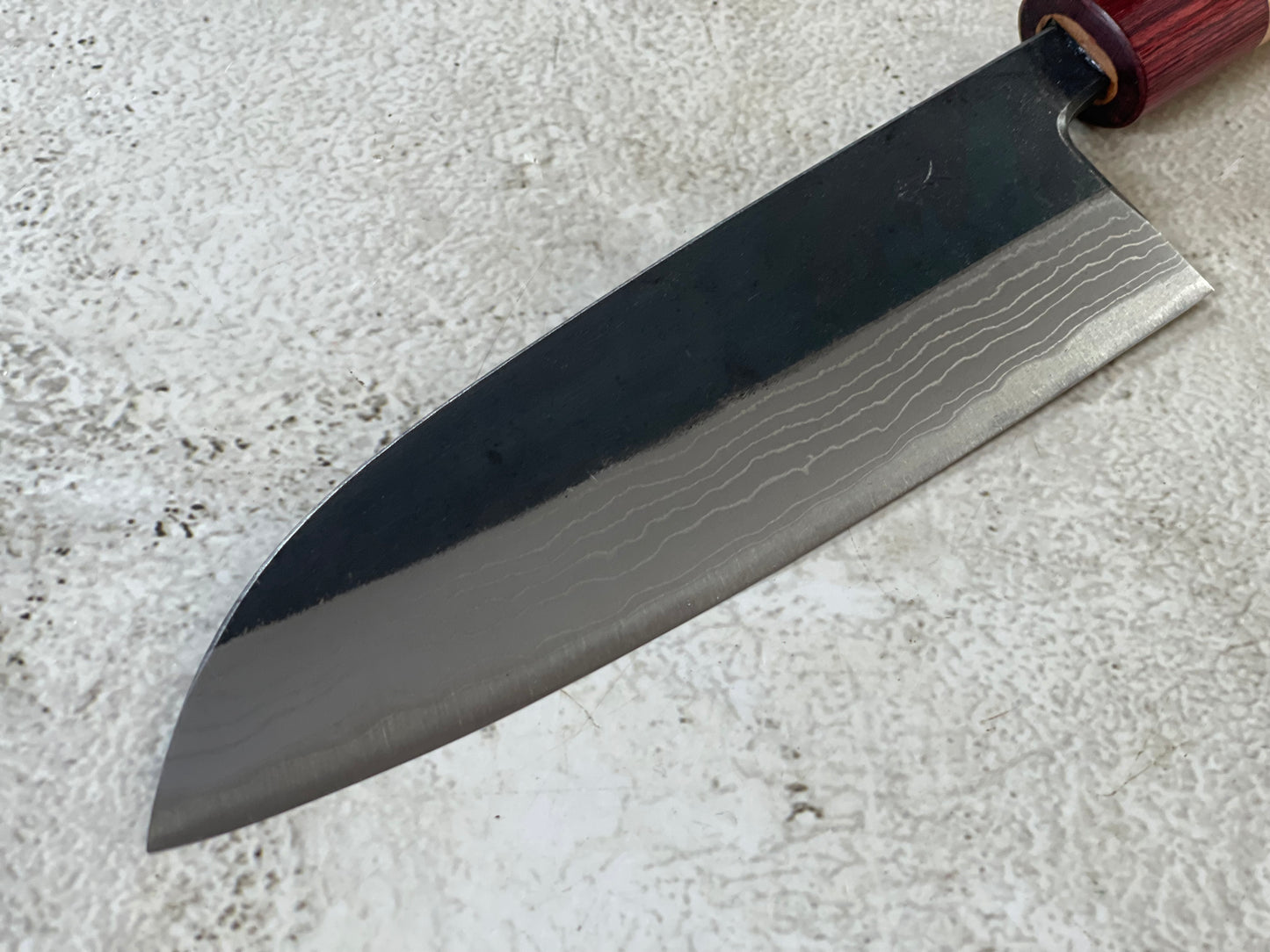 Muneishi Aogami Damascus Santoku 180 mm  Kurochi Finish Made in Japan 🇯🇵