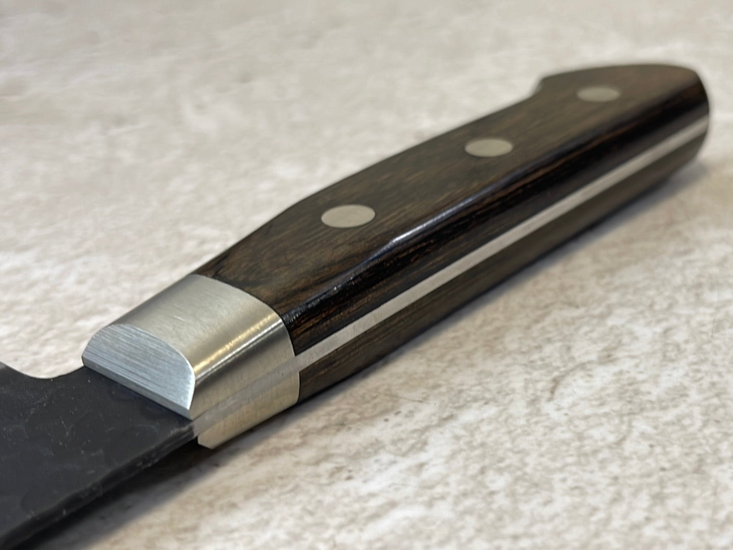 Tsunehisa Aogami Super Kuro Tsutime Santoku Knife 180mm - Made in Japan 🇯🇵 Brown Pakka Wood Handle
