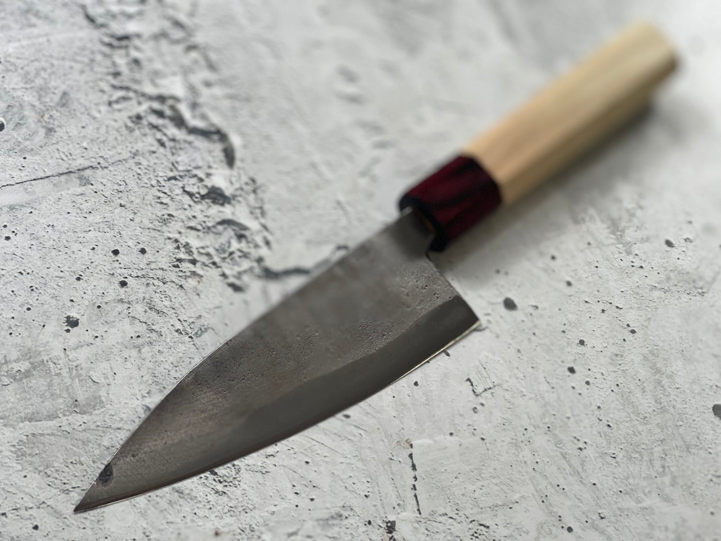 Japanese Knife Set 3x Carbon Steel Magnolia and Red Pakka Octagon Handle Made In Japan 1539