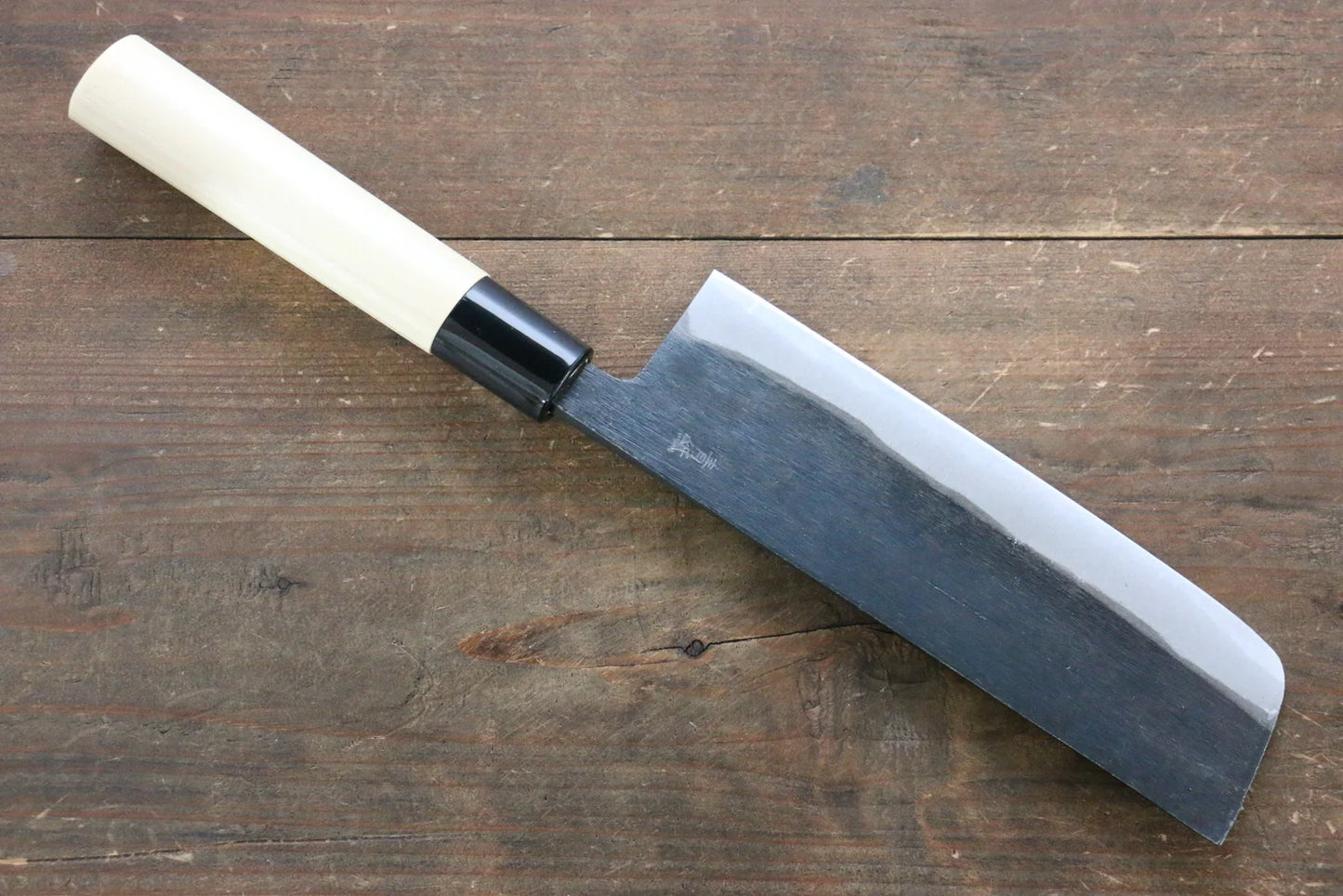 Kanetsune Blue Steel No.2 Kurouchi Nakiri 165mm - Magnolia Handle