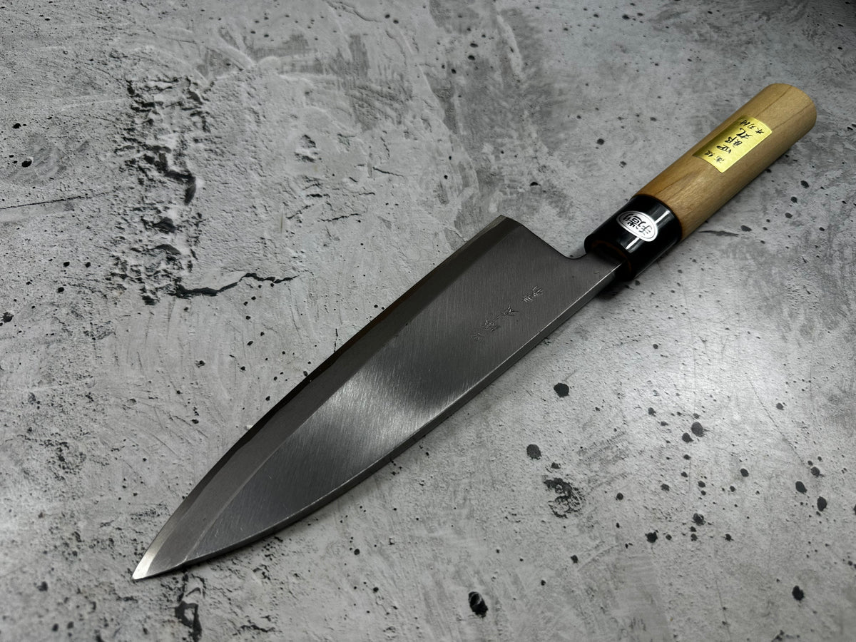 Vintage Shiromaru Deba Knife 195mm Yasugi Carbon Steel Magnolia Handle 2284