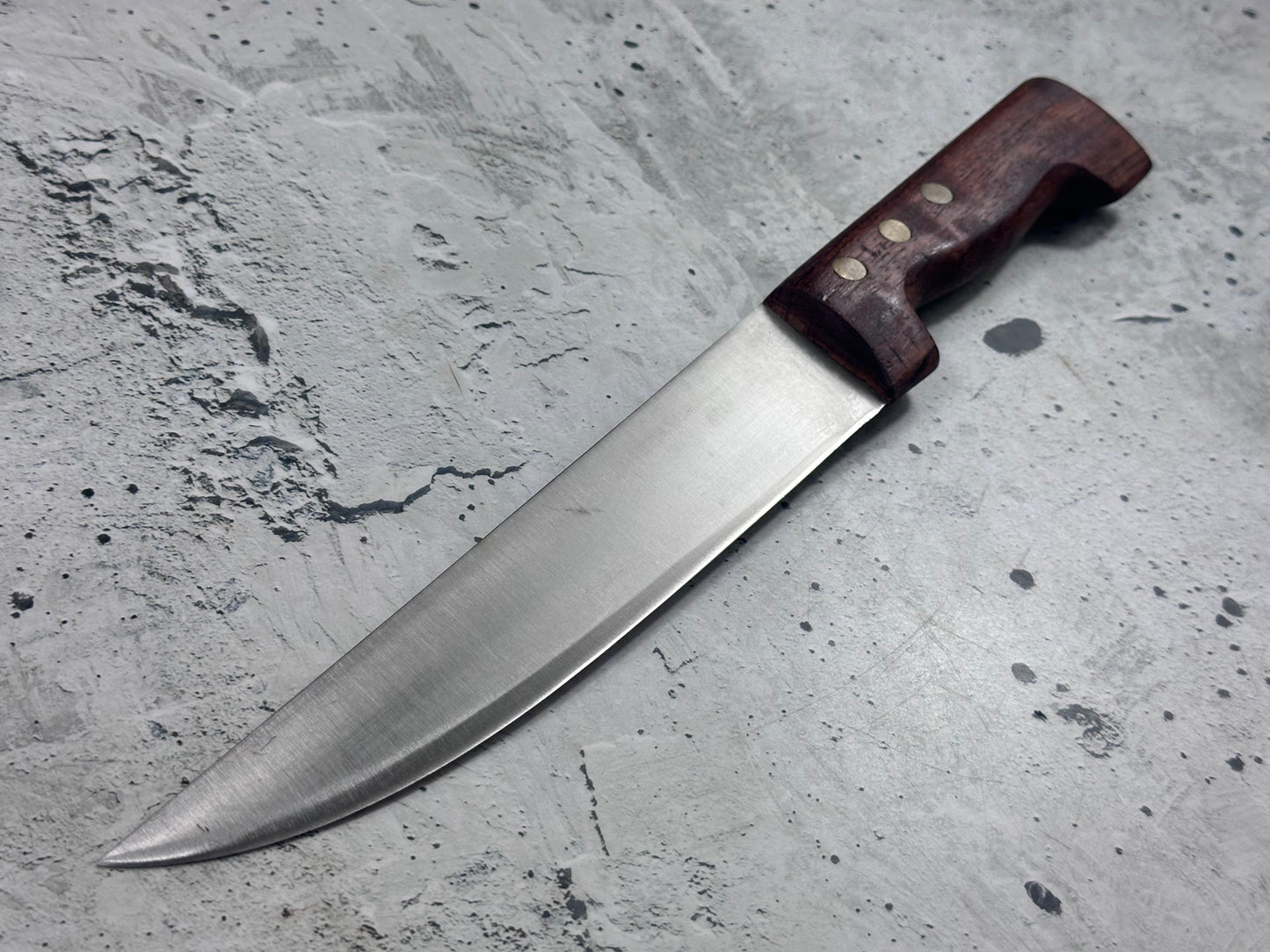 Vintage French Nogent Butcher Knife 210mm Inox Steel Wood Handle 2188
