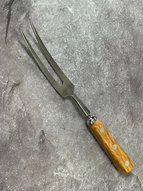 K Sabatier Curbed Fork 150mm - HIGH CARBON STEEL - OLIVE WOOD HANDLE