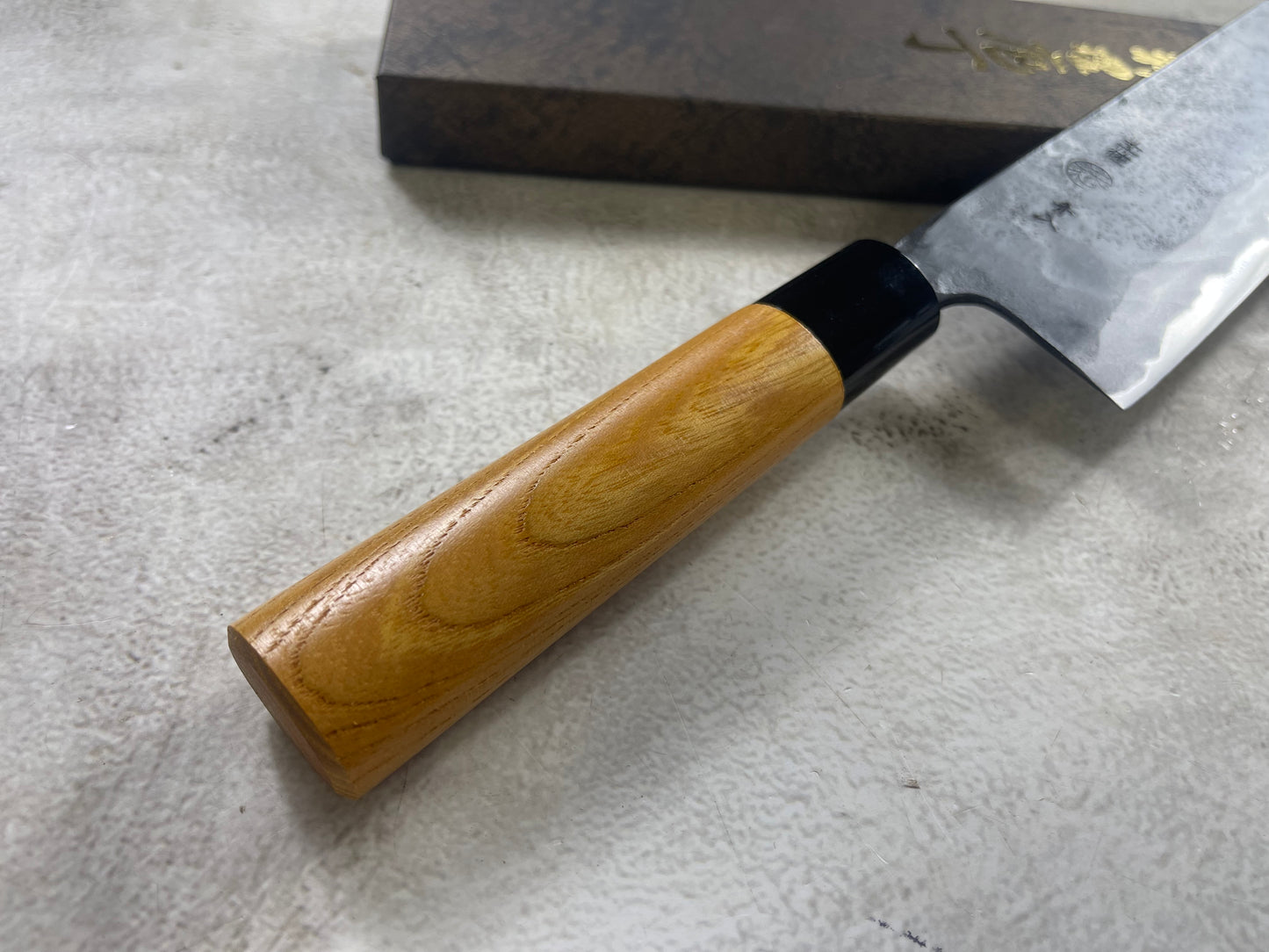 Kyohei Shindo Warikomi Blue #2 Kurouchi 165mm Nakiri with Keyaki Wa Handle and Plastic Ferrule - Made in Japan 🇯🇵