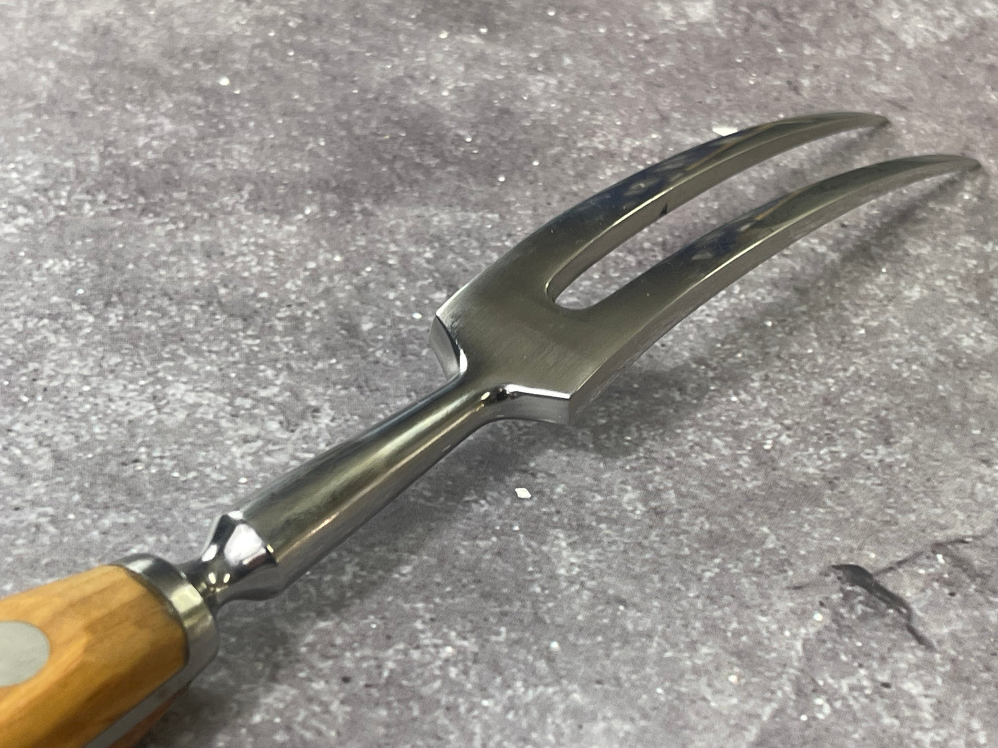 K Sabatier Curbed Fork 150mm - HIGH CARBON STEEL - OLIVE WOOD HANDLE