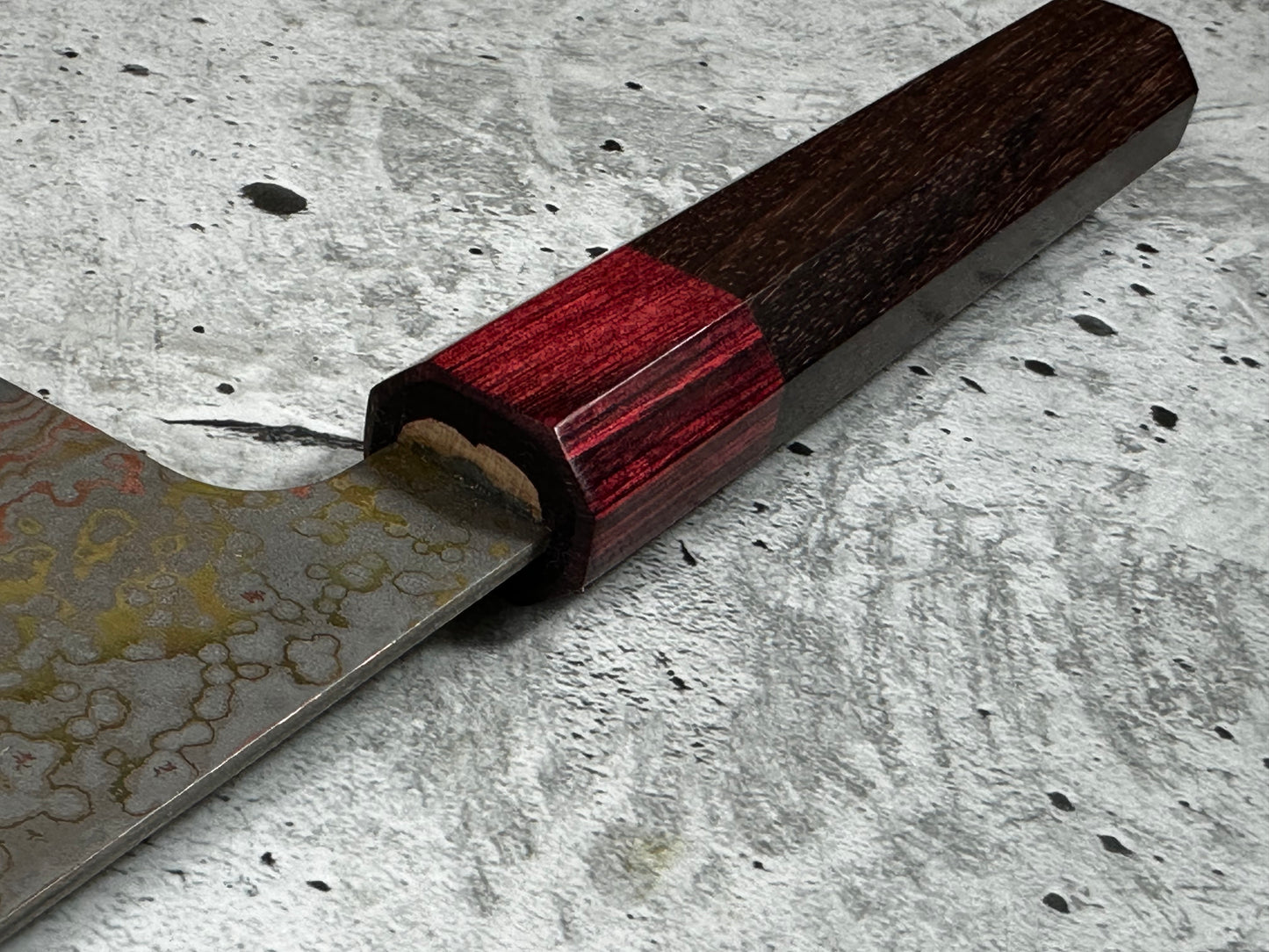 Takeshi Saji VG10-W Nashiji Rainbow Damascus Santoku 165mm