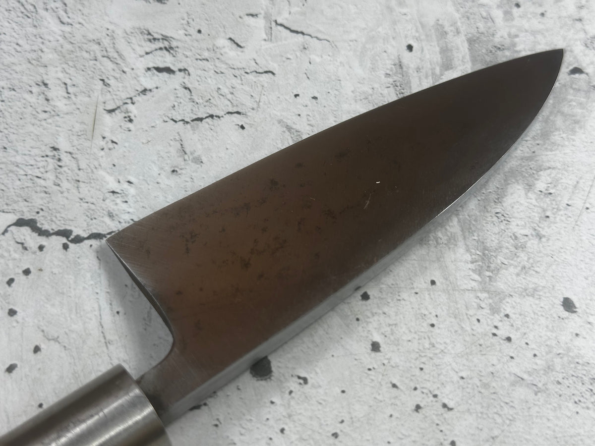 Vintage Unbranded Deba Knife 120mm Carbon Steel Wood Handle 2233