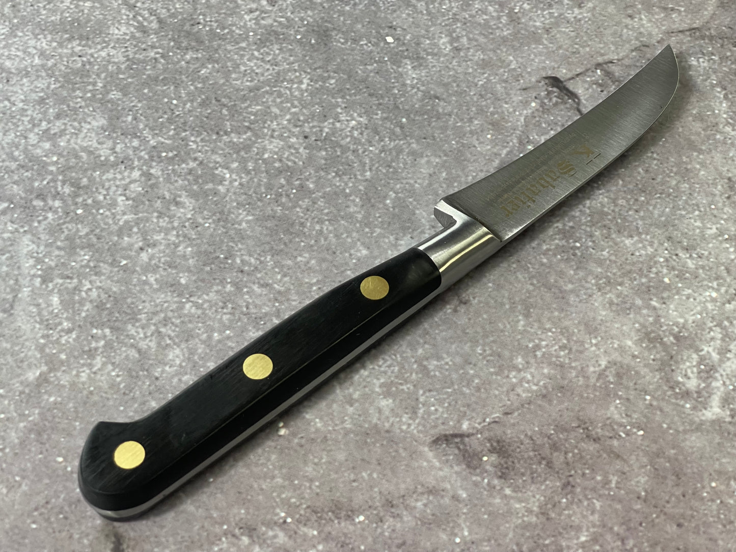 K Sabatier Curved Paring Knife 90mm - CARBON STEEL Made In France