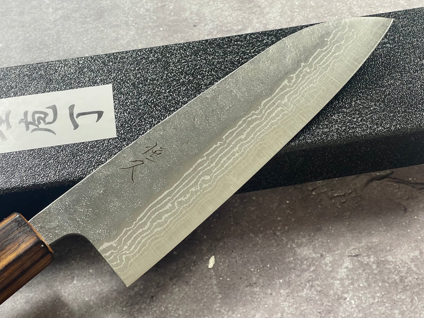 Tsunehisa 440c Damascus Nashiji Santoku 170mm Oak Handle Made in Japan 🇯🇵