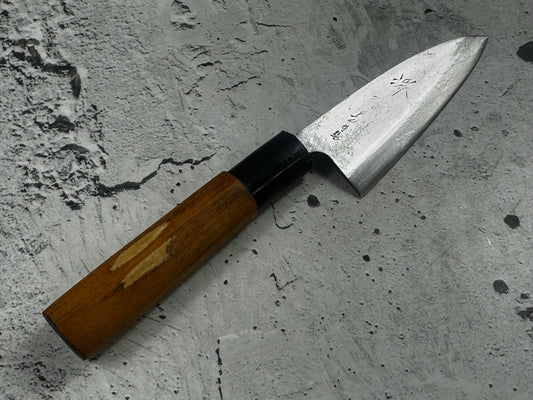 Vintage Sakai Tokusei Deba Knife 120mm Carbon Steel Magnolia Wood Handle  2256