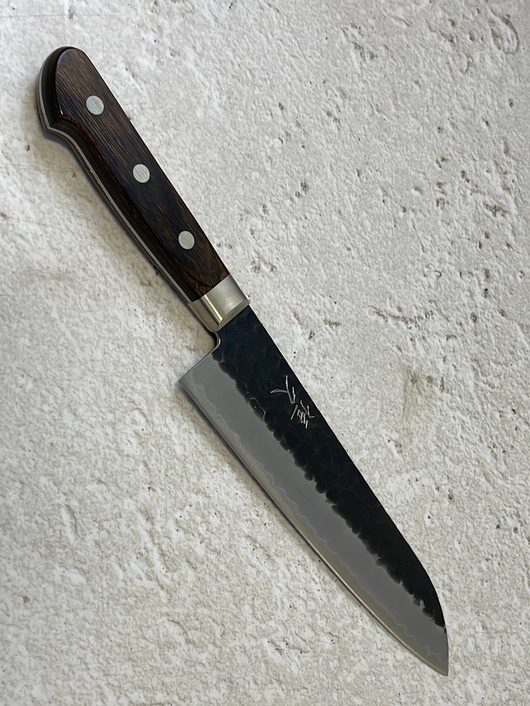 Tsunehisa Aogami Super Kuro Tsutime Santoku Knife 180mm - Made in Japan 🇯🇵 Brown Pakka Wood Handle